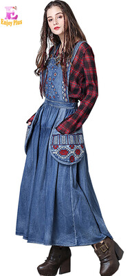 M L High Quality waist 74-82cm vintage cotton autumn 2017 long jeans dress women sleeveless blue denim maxi embroidery casual
M L High Quality waist 74-82cm vintage cotton autumn 2017 long jeans dress women sleeveless blue denim maxi embroidery casual