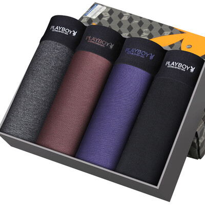 Playboy Mens Underwear Boxer Shorts Ice Silk Breathable Mens Underwear Sexy Pants 4 Gift Boxes Purple Lake Green Light Gray Blue
Playboy Mens Underwear Boxer Shorts Ice Silk Breathable Mens Underwear Sexy Pants 4 Gift Boxes Purple Lake Green Light Gray Blue