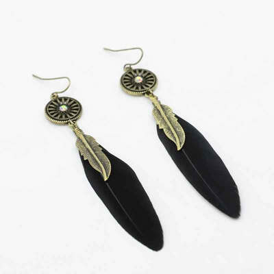 Bohemia style feather drop dangle long earring for women black red fashion vintage jewelry E2095
Bohemia style feather drop dangle long earring for women black red fashion vintage jewelry E2095
