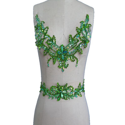 Pure hand made sew on green Rhinestones applique crystals patches 2926cm387cm for dress DIY dress accessory
Pure hand made sew on green Rhinestones applique crystals patches 2926cm387cm for dress DIY dress accessory