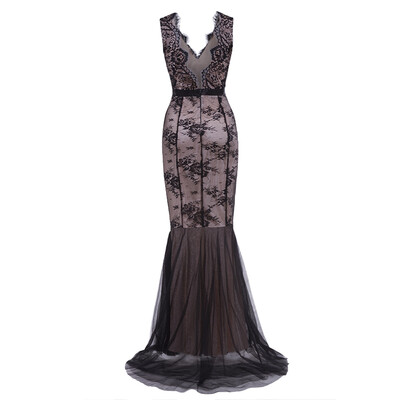 CAZDZY Womens Plunging Lace Mermaid Evening Dress
CAZDZY Womens Plunging Lace Mermaid Evening Dress
