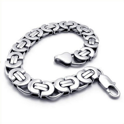 Hpolw Stainless Steel Men's Bracelet, Silver, 8 2/3 Inch