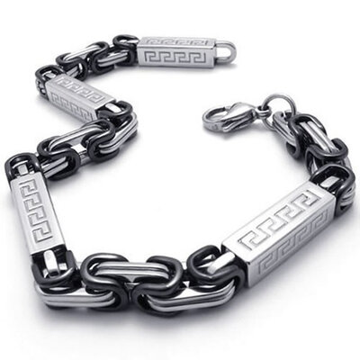 Hpolw Mens silver&black Stainless Steel BikerBicycle link chain Rectangular geometry pattern Lobster Clasps Bracelet
Hpolw Mens silver&black Stainless Steel BikerBicycle link chain Rectangular geometry pattern Lobster Clasps Bracelet