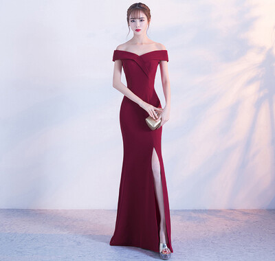 Banquet evening dress 2017 new elegant long paragraph shoulder fishtail host dress dress
Banquet evening dress 2017 new elegant long paragraph shoulder fishtail host dress dress