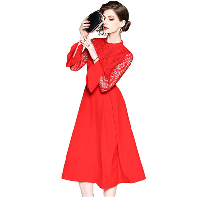 2018 New Summer Red A-Line Delicate Lace Flare SleeveKnee-Length Office Lady Red Dress Women Summer Casual
2018 New Summer Red A-Line Delicate Lace Flare SleeveKnee-Length Office Lady Red Dress Women Summer Casual