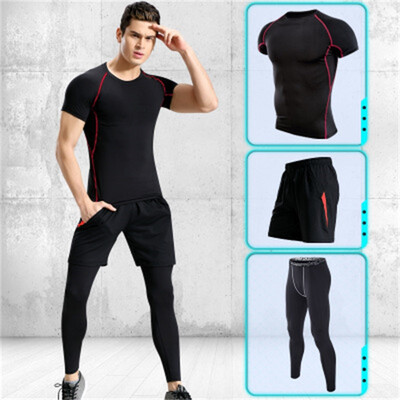 Short-sleeved Quick-drying Summer T-shirt Sports Suit Mens Metal PRO Sports Three-piece Set Tight Workout Wear
Short-sleeved Quick-drying Summer T-shirt Sports Suit Mens Metal PRO Sports Three-piece Set Tight Workout Wear