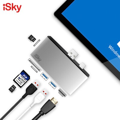 Isky Surface Pro5 adapter USB30 converter Mini DP to HDMI video cable 2HUB docking laptop 4K HD splitter silver
Isky Surface Pro5 adapter USB30 converter Mini DP to HDMI video cable 2HUB docking laptop 4K HD splitter silver