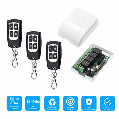 433Mhz DC 12V 4CH Universal 10A Relay Wireless Remote Control Switch Receiver Module&5PCS 4 Key RF 433 Mhz Transmitter Remote
433Mhz DC 12V 4CH Universal 10A Relay Wireless Remote Control Switch Receiver Module&5PCS 4 Key RF 433 Mhz Transmitter Remote