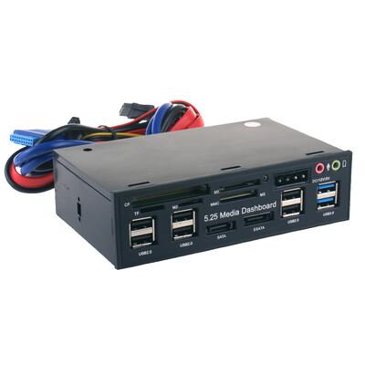 5.25-дюймовая панель ПК для ПК с лицевой панелью Аудио с SATA ESATA Dual USB 3.0 6-портовый USB 2.0 5-в-1 карта Reade
5.25-дюймовая панель ПК для ПК с лицевой панелью Аудио с SATA ESATA Dual USB 3.0 6-портовый USB 2.0 5-в-1 карта Reade