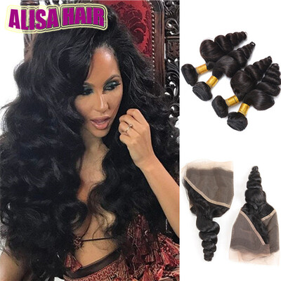 Ear to Ear Lace Frontal With 4 Bundles Brazilian Loose Wave Curly Virgin Malaysian Wavy Human Hair Weaves Closures Frontal With Bu
Ear to Ear Lace Frontal With 4 Bundles Brazilian Loose Wave Curly Virgin Malaysian Wavy Human Hair Weaves Closures Frontal With Bu