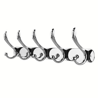 Wall Mounted Spacesaving Hook Rail Multifunctional Hanging Hook Stainless Steel Hooks Coat Robe Clothes Towel Hook Rack with 5 Ho
Wall Mounted Spacesaving Hook Rail Multifunctional Hanging Hook Stainless Steel Hooks Coat Robe Clothes Towel Hook Rack with 5 Ho