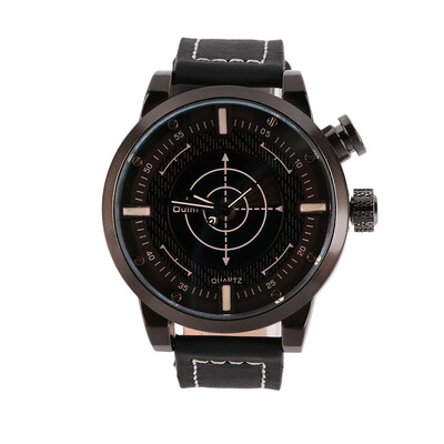 Men Round Dial Dual-Movement LED Sport Military Analog Digital Quartz Watch