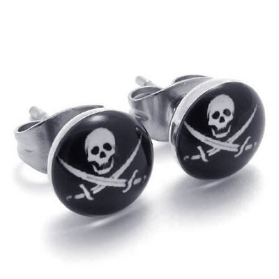 Hpolw Two Tone Biker Mens Stainless Steel Pirates Skull Stud Earrings, 2pcs, Silver Black
Hpolw Two Tone Biker Mens Stainless Steel Pirates Skull Stud Earrings, 2pcs, Silver Black