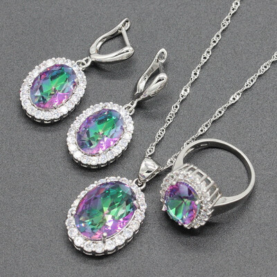 Oval White Stone Silver Plated Jewelry Sets for Women Necklace Dangle Earrings Ring Six Colors Available Free Jewelry Box
Oval White Stone Silver Plated Jewelry Sets for Women Necklace Dangle Earrings Ring Six Colors Available Free Jewelry Box