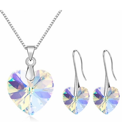 Heart Crystal from Swa Long Drop Earrings Necklace Jewelry Sets Women Fashion Bride Wedding Accessories 25494
Heart Crystal from Swa Long Drop Earrings Necklace Jewelry Sets Women Fashion Bride Wedding Accessories 25494