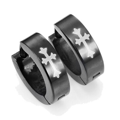 Hpolw Stainless Steel Cross Design Huggie Hoop Earrings - Various Designs, Black, 10mm
Hpolw Stainless Steel Cross Design Huggie Hoop Earrings - Various Designs, Black, 10mm
