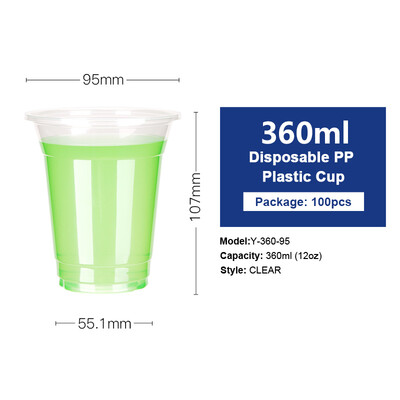 Free Shipping 12oz-22oz Clear Plastic PP Cups with Dome & Flat Lids for Juice Tea Milk Iced Coffee Bubble Boba Smoothie 100pcs