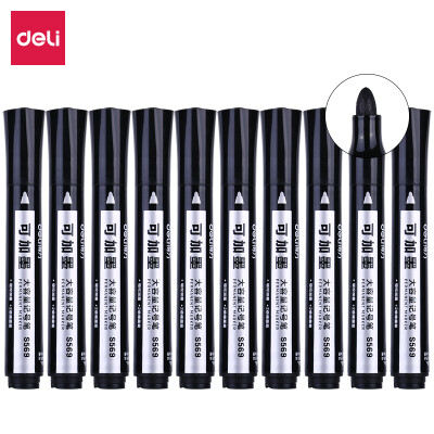 Deli deli can add large capacity oily logistics marker pen round head black 10 box S569
Deli deli can add large capacity oily logistics marker pen round head black 10 box S569