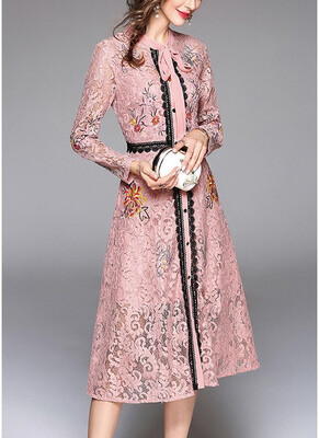 Women Elegant Lace Dress Tie Neck Long Sleeve Vintage Party Dress Homecoming Dress
Women Elegant Lace Dress Tie Neck Long Sleeve Vintage Party Dress Homecoming Dress