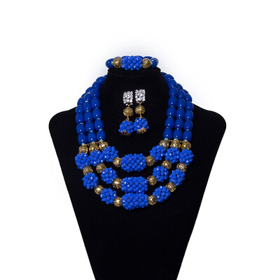 3 Rows Blue Imitation Coral Beads African Jewelry Set Nigerian Wedding Beads Necklace Women African Bridal Beads Jewelry 
3 Rows Blue Imitation Coral Beads African Jewelry Set Nigerian Wedding Beads Necklace Women African Bridal Beads Jewelry