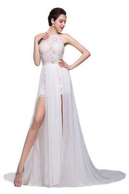 Ivory Lace Chiffon A-line Wedding Dress Bridal Prom Evening Party Pageant Dresses Side Slit
Ivory Lace Chiffon A-line Wedding Dress Bridal Prom Evening Party Pageant Dresses Side Slit