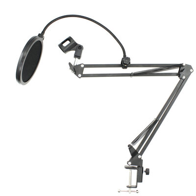 NB-35 Microphone Suspension Boom Scissor Arm Stand with Mic Clip Holder Pop Filter Windscreen Mask Shield with Stand Clip Kit
NB-35 Microphone Suspension Boom Scissor Arm Stand with Mic Clip Holder Pop Filter Windscreen Mask Shield with Stand Clip Kit