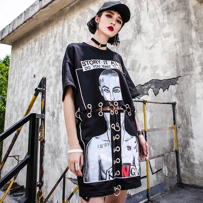 2018 Hip-Hop Womens Summer Loose Large Size Tide Hole Patchwork with Metal Ring Short-Sleeve T-Shirt Women
2018 Hip-Hop Womens Summer Loose Large Size Tide Hole Patchwork with Metal Ring Short-Sleeve T-Shirt Women
