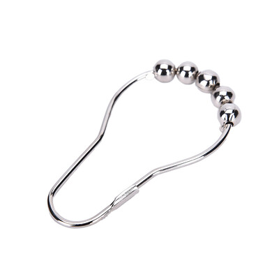 New 12Pcs Chrome Plated Ball Bead Easy Glide Shower Metal Curtain Rings Hooks
