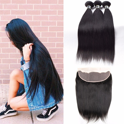 Amazing Star Straight Ear to Ear Lace Frontal with Bundles Brazilian Virgin Human Hair Bundles with Closure 13x4" Free Part
Amazing Star Straight Ear to Ear Lace Frontal with Bundles Brazilian Virgin Human Hair Bundles with Closure 13x4" Free Part