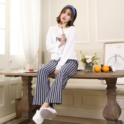 Haizhining 17W46 pajamas ladies princess wind striped letters long-sleeved trousers home service suits girls home clothes two-piece can be worn outside blue&white 165
Haizhining 17W46 pajamas ladies princess wind striped letters long-sleeved trousers home service suits girls home clothes two-piece can be worn outside blue&white 165
