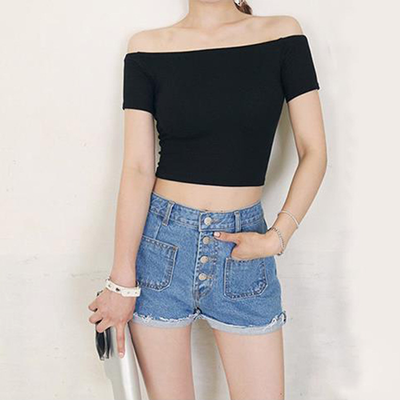 Free Shipping Solid Color Slash Neck Summer T Shirt Crop Top Women Clothing Off Shoulder T-shirts Cropped Tops
Free Shipping Solid Color Slash Neck Summer T Shirt Crop Top Women Clothing Off Shoulder T-shirts Cropped Tops