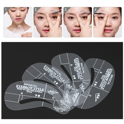 Magical Eyebrow Style 4pcs Japan 1 Set 3 Styles Stencil Templates
