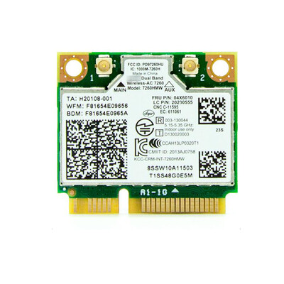 Dual Band Wireless-AC 7260 7260AC 7260HMW netword card wifiBT 40 Bluetooth adapter mini PCI-E 867Mbps for Lenovo FRU04X6010
Dual Band Wireless-AC 7260 7260AC 7260HMW netword card wifiBT 40 Bluetooth adapter mini PCI-E 867Mbps for Lenovo FRU04X6010