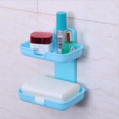 Cntomlv Double Layers Soap Box Bathroom Soap Dish Sucker Holder Container Drain&Trace Sucker Soap Dish Bathroom Accessories