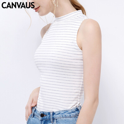 Canvaus Summer New Women Half-high Collar Horizontal Stripes Slim Casual Fashion Sleeveless Cotton T Shirt
Canvaus Summer New Women Half-high Collar Horizontal Stripes Slim Casual Fashion Sleeveless Cotton T Shirt