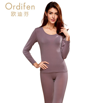 Ou Difen warm suit ladies underwear long sleeve round neck solid color modal warm suit XW6101 white wax gray
Ou Difen warm suit ladies underwear long sleeve round neck solid color modal warm suit XW6101 white wax gray