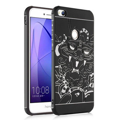 Goowiiz Phone Case For Huawei P8 Lite 2017 Carved Dragon Thin Matte soft Silicone Prevent falling