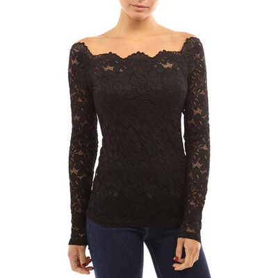 CT&HF Women Sexy Fashion Lace Blouse Simple Pure Color Off-The-Shoulder T-Shirt Korean Women Silm Perspective Long Sleeve Blouse
CT&HF Women Sexy Fashion Lace Blouse Simple Pure Color Off-The-Shoulder T-Shirt Korean Women Silm Perspective Long Sleeve Blouse