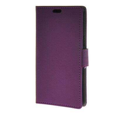 MOONCASE Simple Leather Flip Wallet Case Card Slot Stand Back Cover for Samsung Galaxy J5 Purple