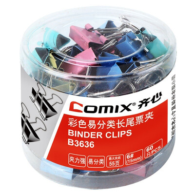 COMIX 60 Pack 15mm color long tail clip ticket clip swallows clip iron clip office stationery B3636
COMIX 60 Pack 15mm color long tail clip ticket clip swallows clip iron clip office stationery B3636