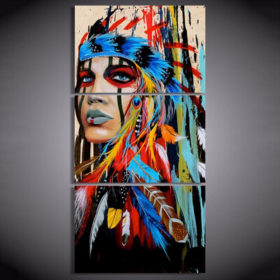 UpperX 3 piece canvas art native American Indian with feather Painting wall picture for livingroom
UpperX 3 piece canvas art native American Indian with feather Painting wall picture for livingroom