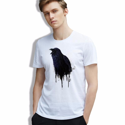 Men T-shirt Vintage Cotton Black Bird art Cool Tshirt White O-neck Casual Fashion Clothes
Men T-shirt Vintage Cotton Black Bird art Cool Tshirt White O-neck Casual Fashion Clothes