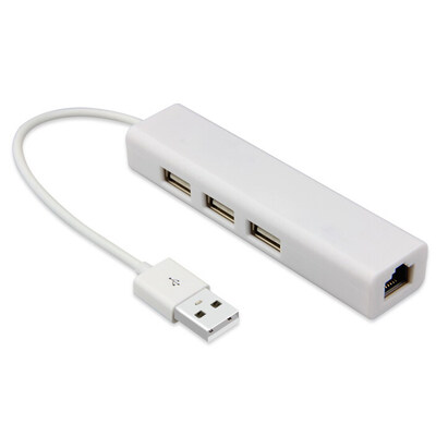 Huayuan USB Network 3 Port USB Hub to Female RJ45 Ethernet Wlan Adapter Card