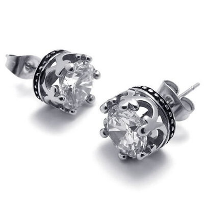 Hpolw Vintage Stainless Steel CZ Men's Royal Crown Stud Earrings Set, 2pcs, Color Silver
Hpolw Vintage Stainless Steel CZ Men's Royal Crown Stud Earrings Set, 2pcs, Color Silver