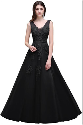 Tulle Appliques Lace Beaded Long Evening Dresses 2018 A Line V Neck Evening Gowns Backless
Tulle Appliques Lace Beaded Long Evening Dresses 2018 A Line V Neck Evening Gowns Backless
