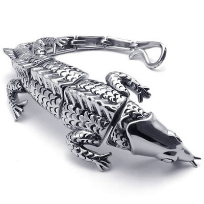 Hpolw Large Heavy silver&black Stainless Steel retro&fashion Gothic Lizard Biker Mens Bracelet
Hpolw Large Heavy silver&black Stainless Steel retro&fashion Gothic Lizard Biker Mens Bracelet