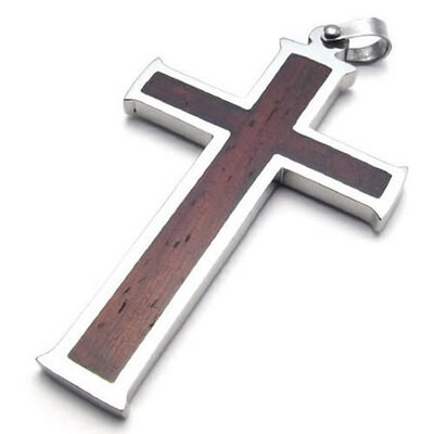 Hpolw High Quality Mens Jewelry Silver&Brown Stainless Steel Wood Grain Cross Necklace Pendant 18-26 inch Chain
Hpolw High Quality Mens Jewelry Silver&Brown Stainless Steel Wood Grain Cross Necklace Pendant 18-26 inch Chain