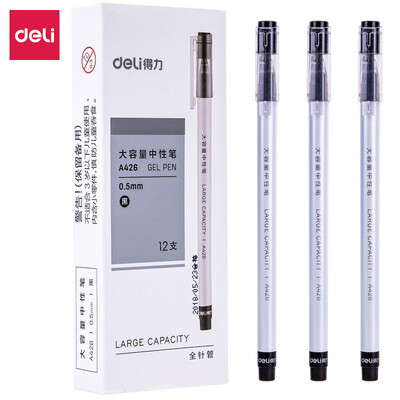 Deli deli 05mm large capacity full needle gel gel pen office student pen pen black A426
Deli deli 05mm large capacity full needle gel gel pen office student pen pen black A426