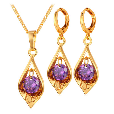 Luxury AAA Zirconia Jewelry Sets 18K Gold Plated/Platinum Purple Crystal Earrings For Women Party/Wedding Gift Necklace Set
Luxury AAA Zirconia Jewelry Sets 18K Gold Plated/Platinum Purple Crystal Earrings For Women Party/Wedding Gift Necklace Set