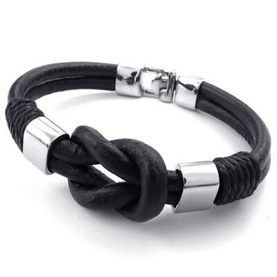 Hpolw Mens Leather Stainless Steel Bracelet Infinity Cuff Bangle Black Silver 8" 85" 9"
Hpolw Mens Leather Stainless Steel Bracelet Infinity Cuff Bangle Black Silver 8" 85" 9"